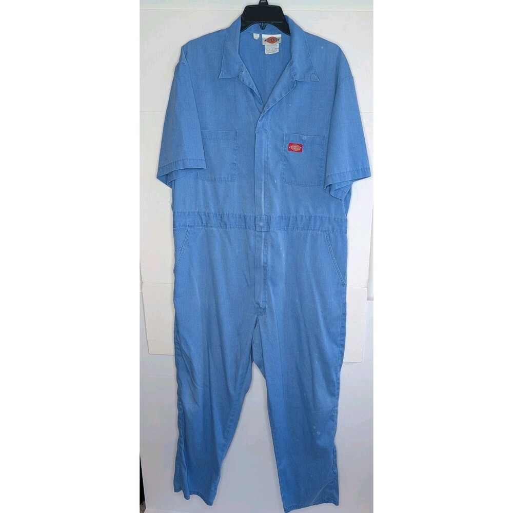 Dickies Coveralls Faded Bleach Spots Light Blue Chest 46 Mens Workwear